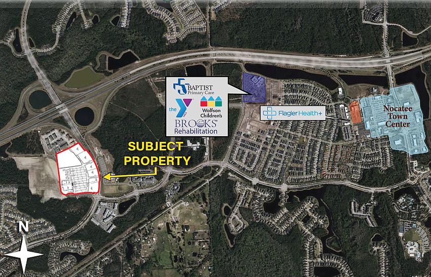 A Skinner Bros. Realty marketing brochure shows nearby retail to the Marketplace at Nocatee.